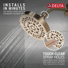 Pause setting detail on the Delta 52535CZ for water-saving lathering tasks.