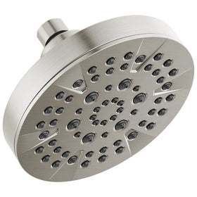 Delta 6-setting brushed nickel shower head with full body spray for complete cleansing.