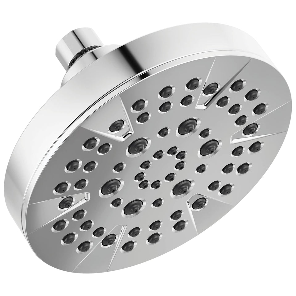 Delta 6 setting chrome shower head with full body spray for a refreshing rinse