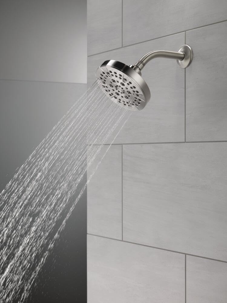 Delta chrome shower head full spray with massage shows soothing jets for relaxation