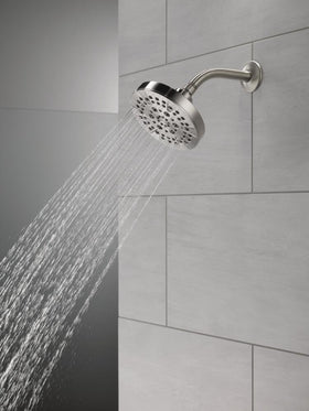 Delta chrome shower head full spray with massage shows soothing jets for relaxation