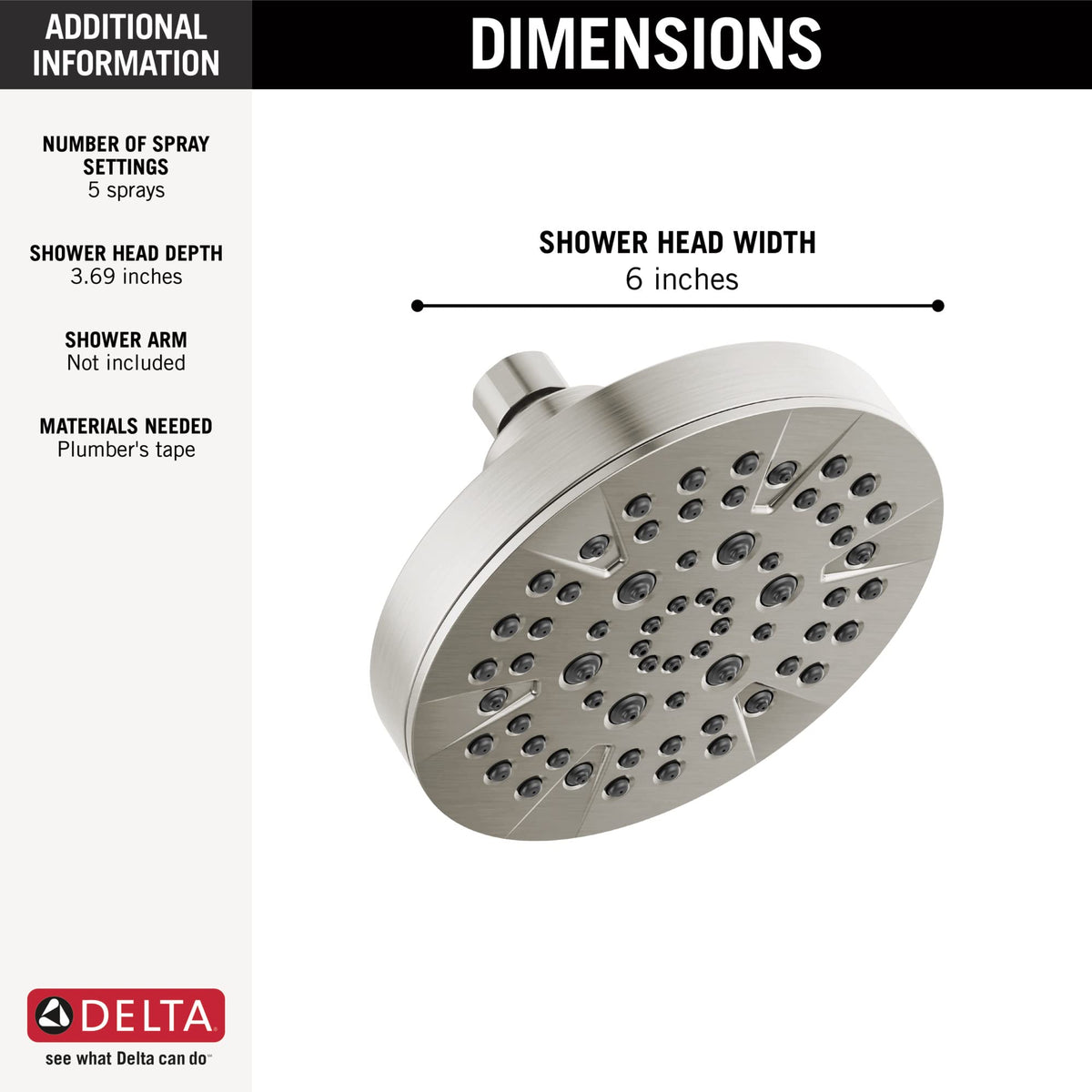 Delta shower head massaging spray provides targeted relief during showers
