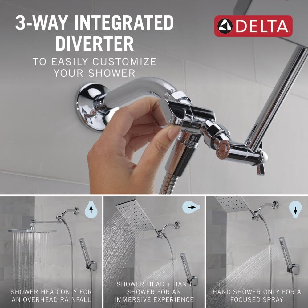 Delta 75527 three-way diverter demonstrated for separate or combined shower use