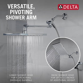 Delta 75527 overhead raincan in chrome offers immersive full-body rainfall