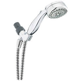 DELTA 75701C chrome hand shower front view with touch-clean holes for easy maintenance.