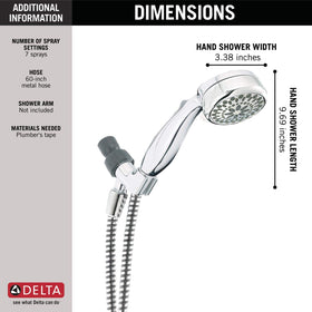 DELTA 75701C chrome hand shower face shows soft-touch holes for easy cleaning.