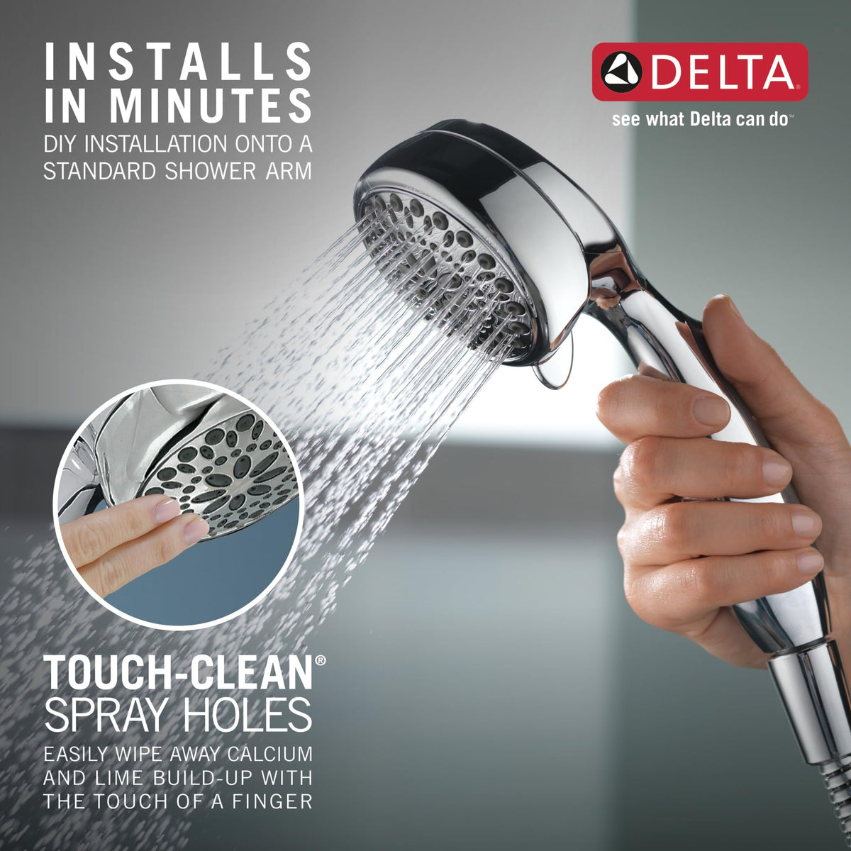 DELTA 75701C chrome WaterSense design helps conserve water efficiently.