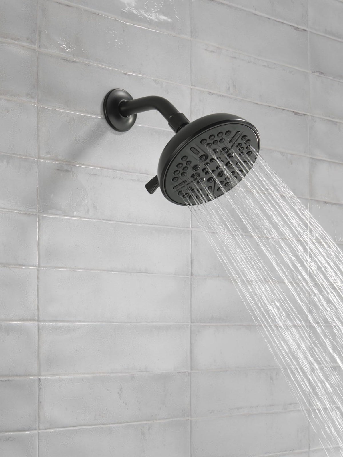 Delta 75898BL matte black finish close-up showing eight spray nozzles