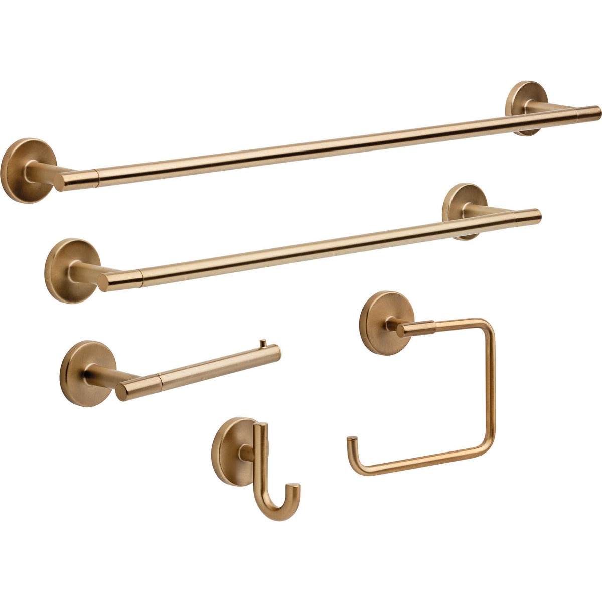 Delta 75925-CZ champagne bronze towel bar closeup shows durable zinc construction