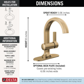 Delta Albion brushed gold faucet ceramic valve close-up depicting durability