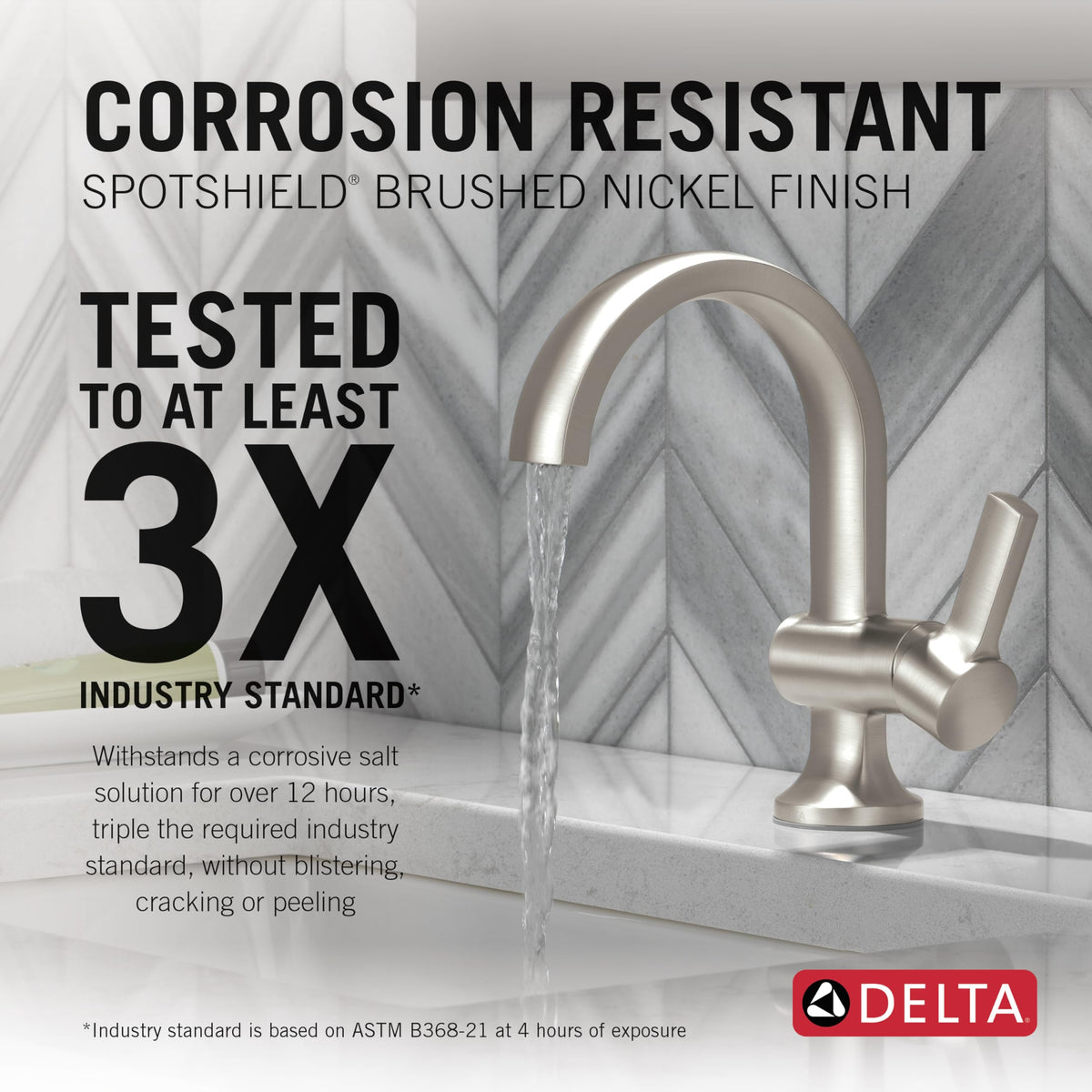 Delta Albion brushed nickel faucet 1-hole installation with included deck plate