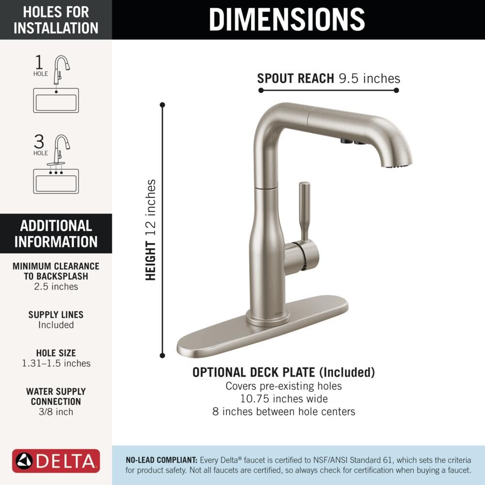 Delta Almari included deck plate enables simple 1- or 3-hole installation