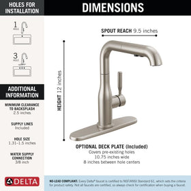 Delta Almari included deck plate enables simple 1- or 3-hole installation
