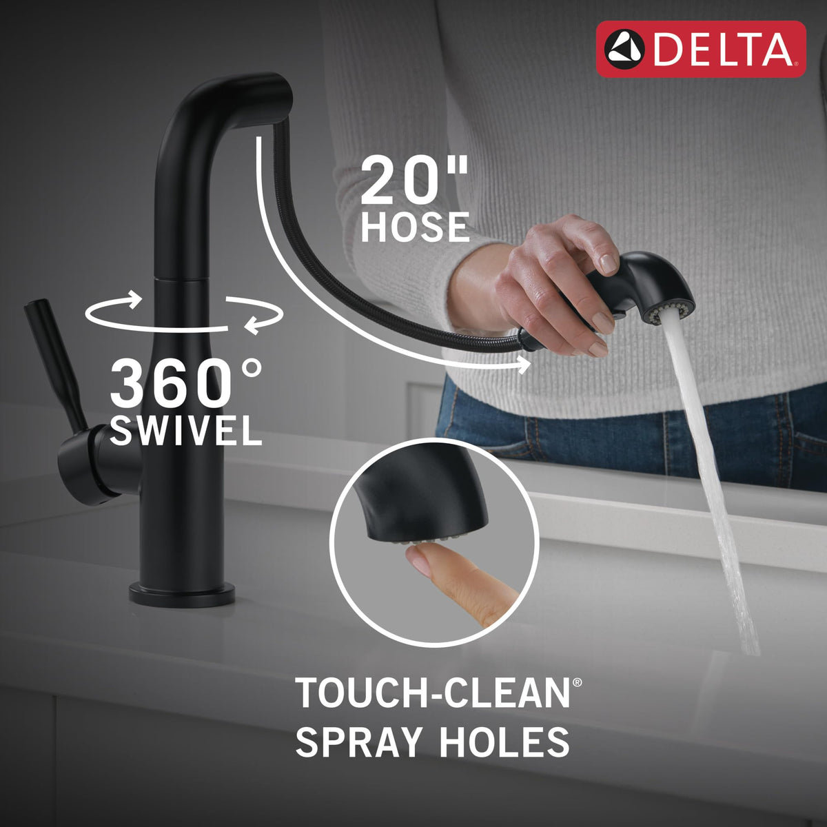 Delta Almari matte black corrosion-resistant finish designed for durability