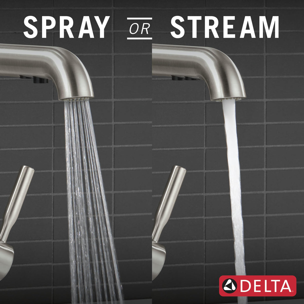 Touch-Clean spray holes simplify mineral buildup removal on the Delta Almari