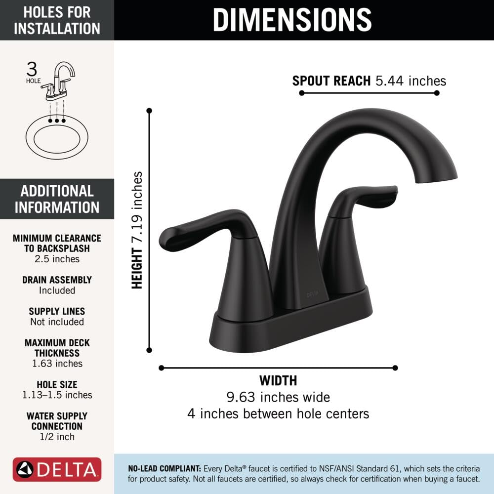 Delta Arvo 3-hole centerset installation in a contemporary bathroom.