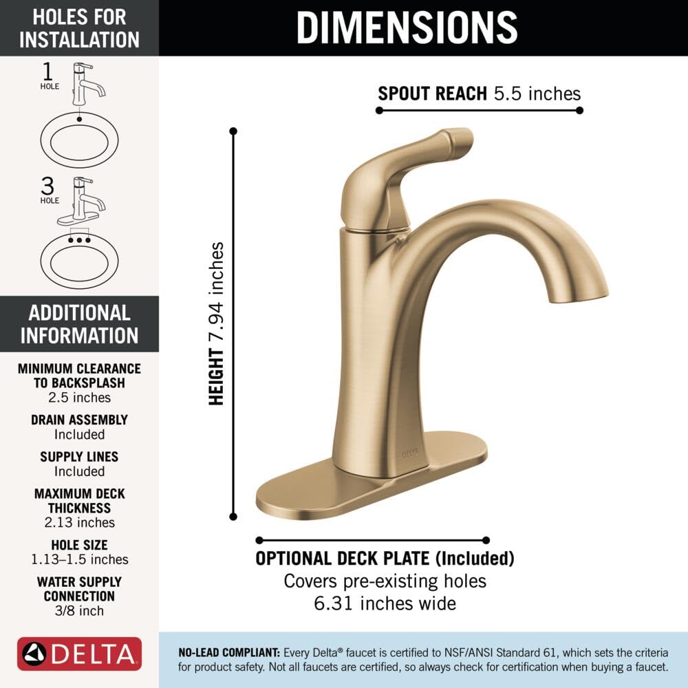Delta Arvo champagne bronze finish detail emphasizing corrosion resistance
