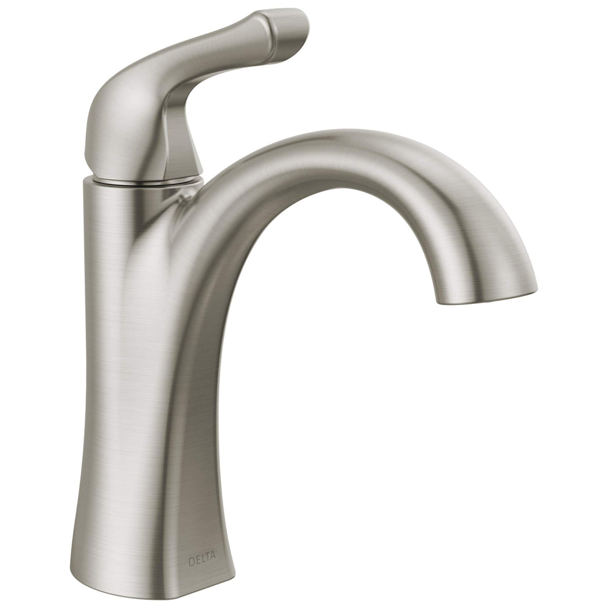 Delta Arvo faucet front view in brushed nickel with an easy-to-clean finish.