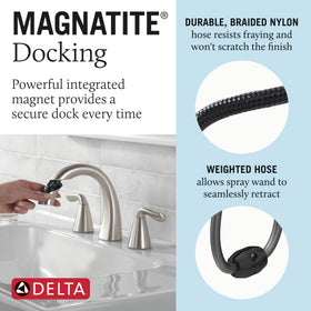 Delta Arvo magnatite docking close-up shows secure sprayer docking.
