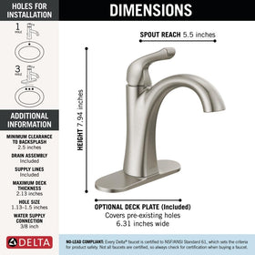 Delta Arvo push-pop drain closeup illustrating simple above-deck maintenance.