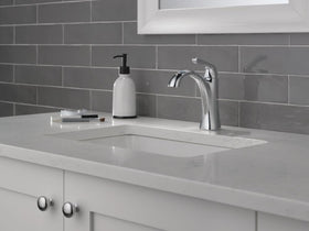 Delta Arvo chrome faucet water flow; steady spray for daily tasks.