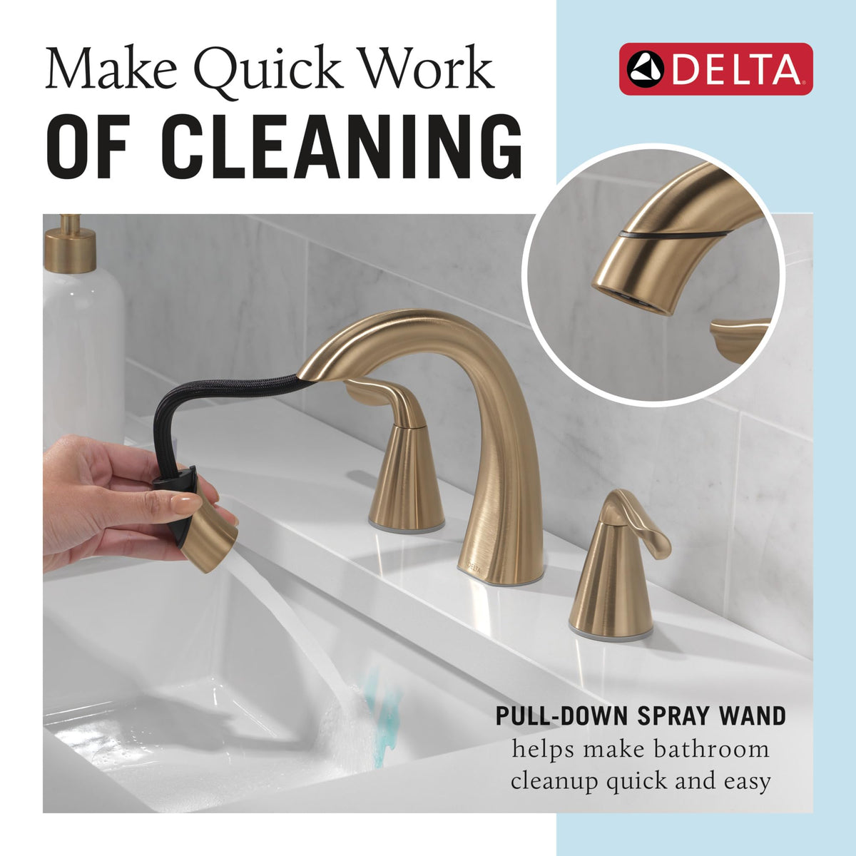 Delta Arvo MagnaTite docking keeps the spray wand securely in place.