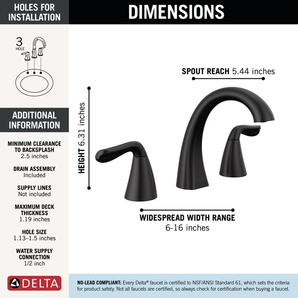 Delta Arvo corrosion-resistant matte black finish withstands cleaning solutions and daily use.