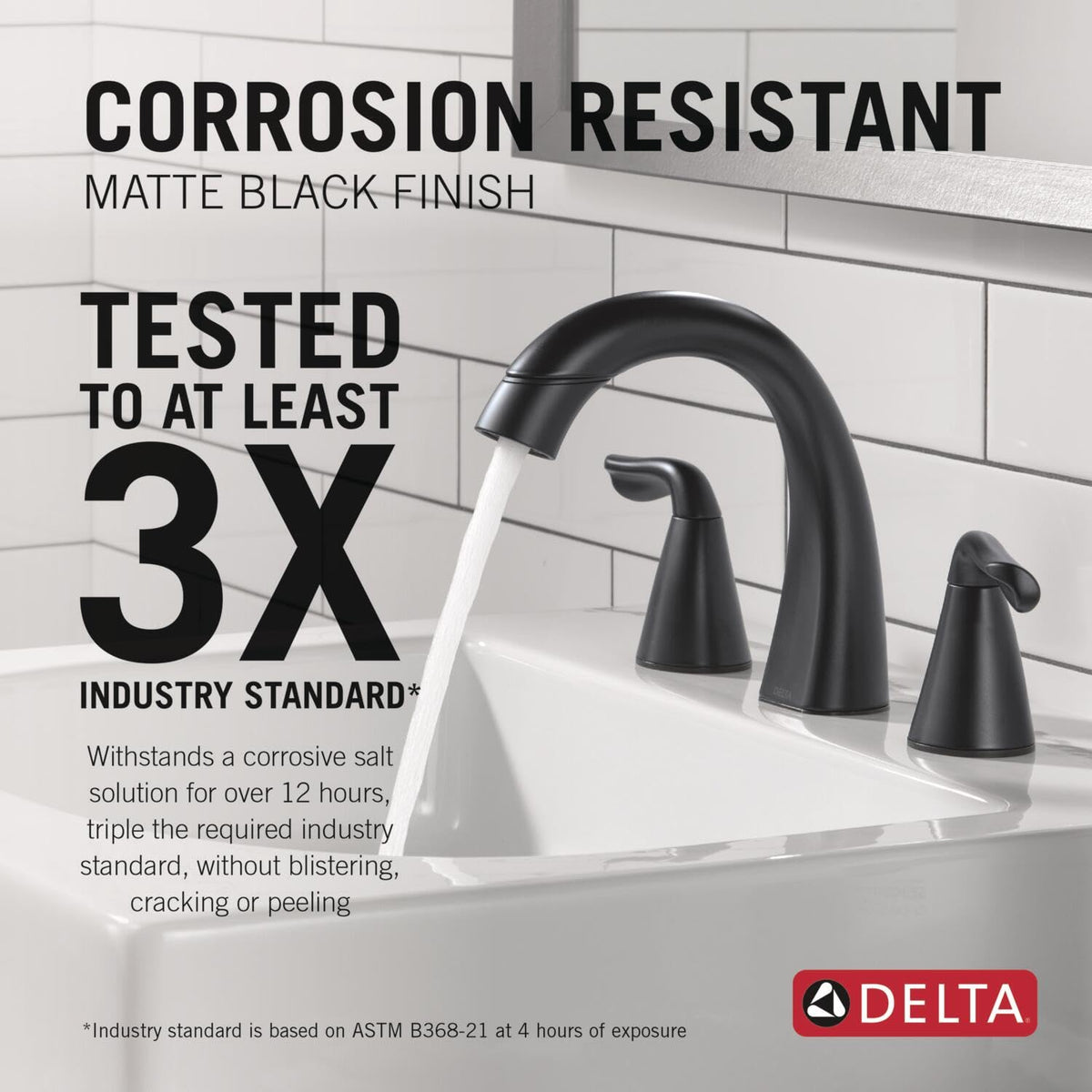 Delta Arvo 8-inch widespread matte black for classic 3-hole install