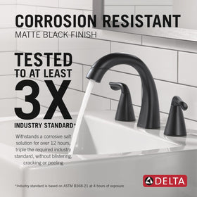 Delta Arvo 8-inch widespread matte black for classic 3-hole install