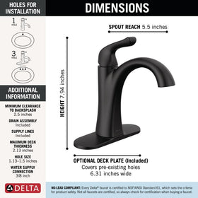Delta Arvo handle and spout in matte black highlighting contemporary style