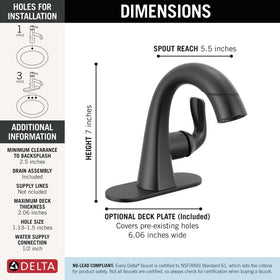 Delta Arvo push pop-up drain for easy cleaning of debris