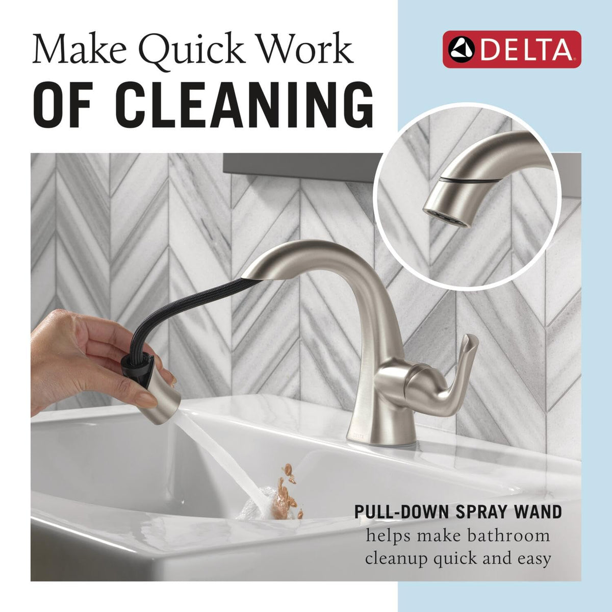 Delta Arvo faucet with optional deck plate for a clean, drip-free installation.