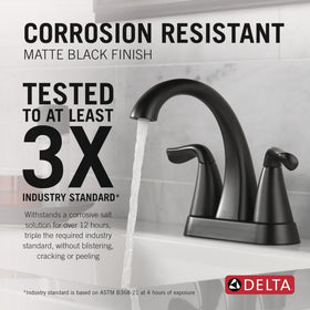 Delta Arvo two-handle ceramic valve close-up showing smooth operation.