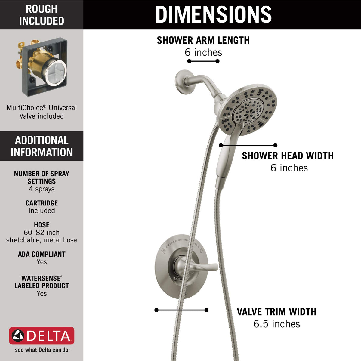 Delta Arvo universal valve trim enabling easy upgrades without wall work.