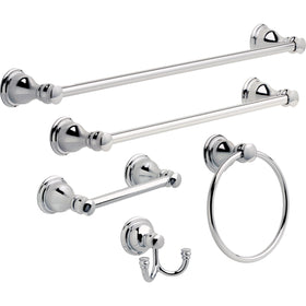 DELTA Aubrey Robe Hook close-up reveals polished chrome finish.