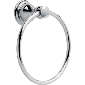 Delta Aubrey round towel ring in polished chrome for quick towel access.