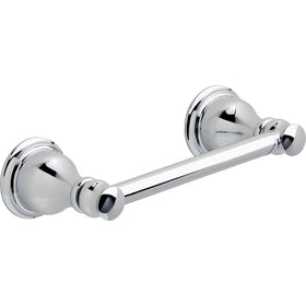 Delta Aubrey wall-mount pivot arm toilet paper holder polished chrome for easy roll changes.