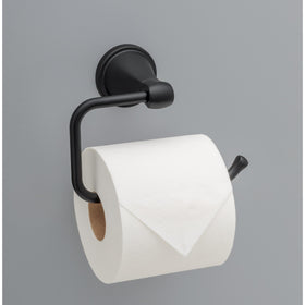 DELTA Becker toilet paper holder, side view highlighting wall-mount setup