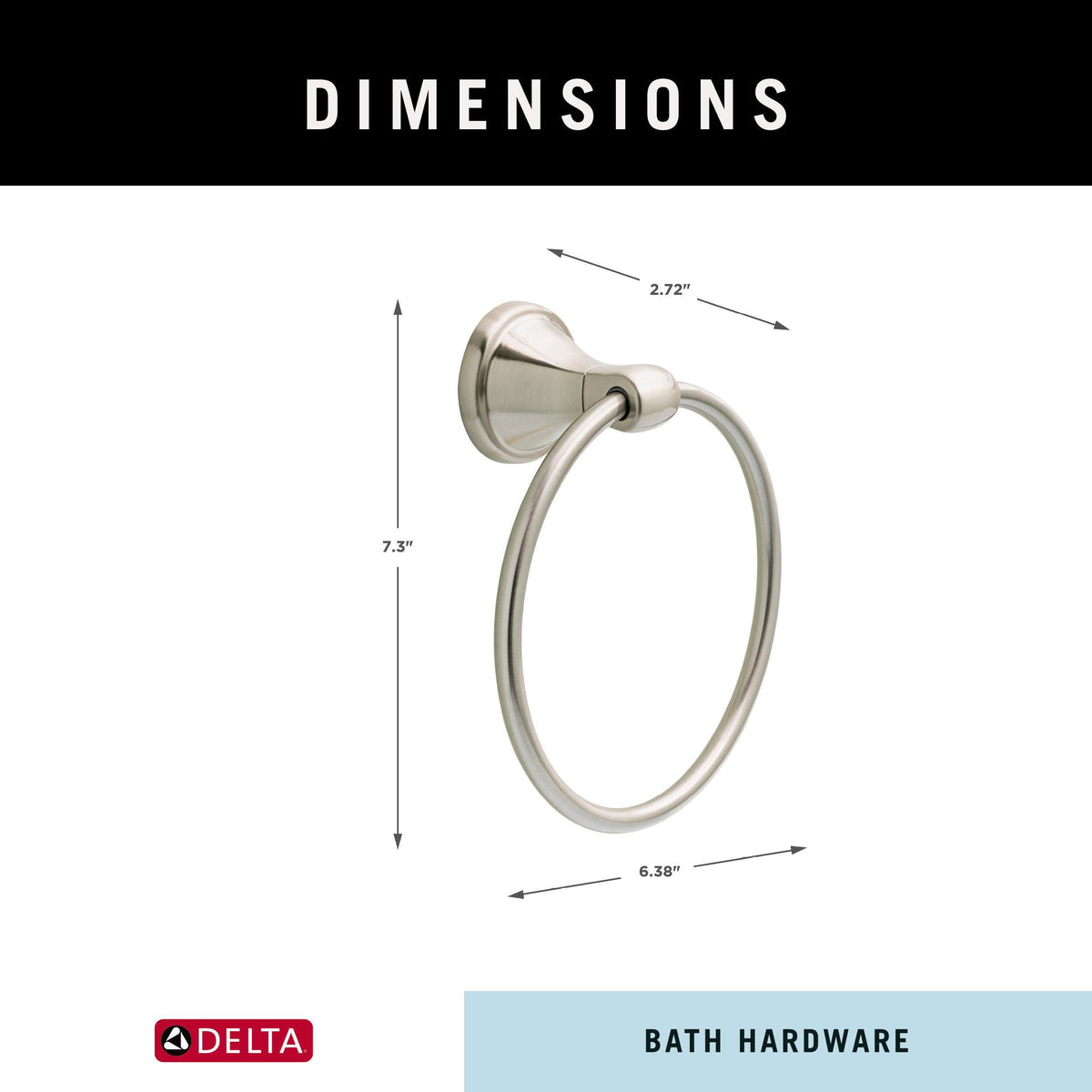 Delta Becker towel ring durable wall-mounted design in brushed nickel.