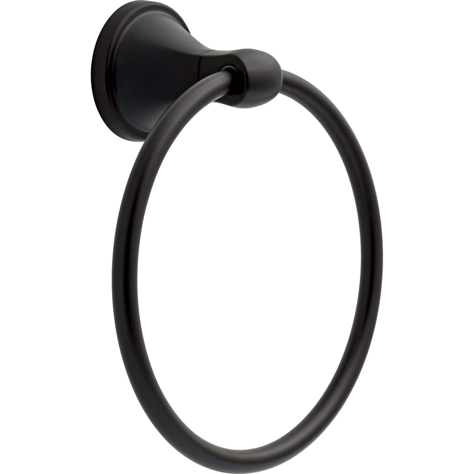 Delta Becker towel ring matte black wall-mounted for organized bathroom spaces