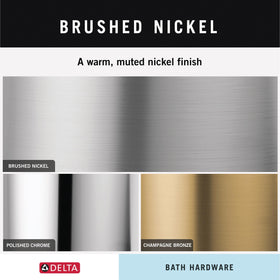 Delta Becker towel ring SpotShield finish minimizes fingerprints.