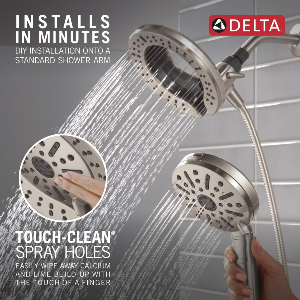 Delta Brilliance PVD finish close-up showing durable, scratch-resistant surface