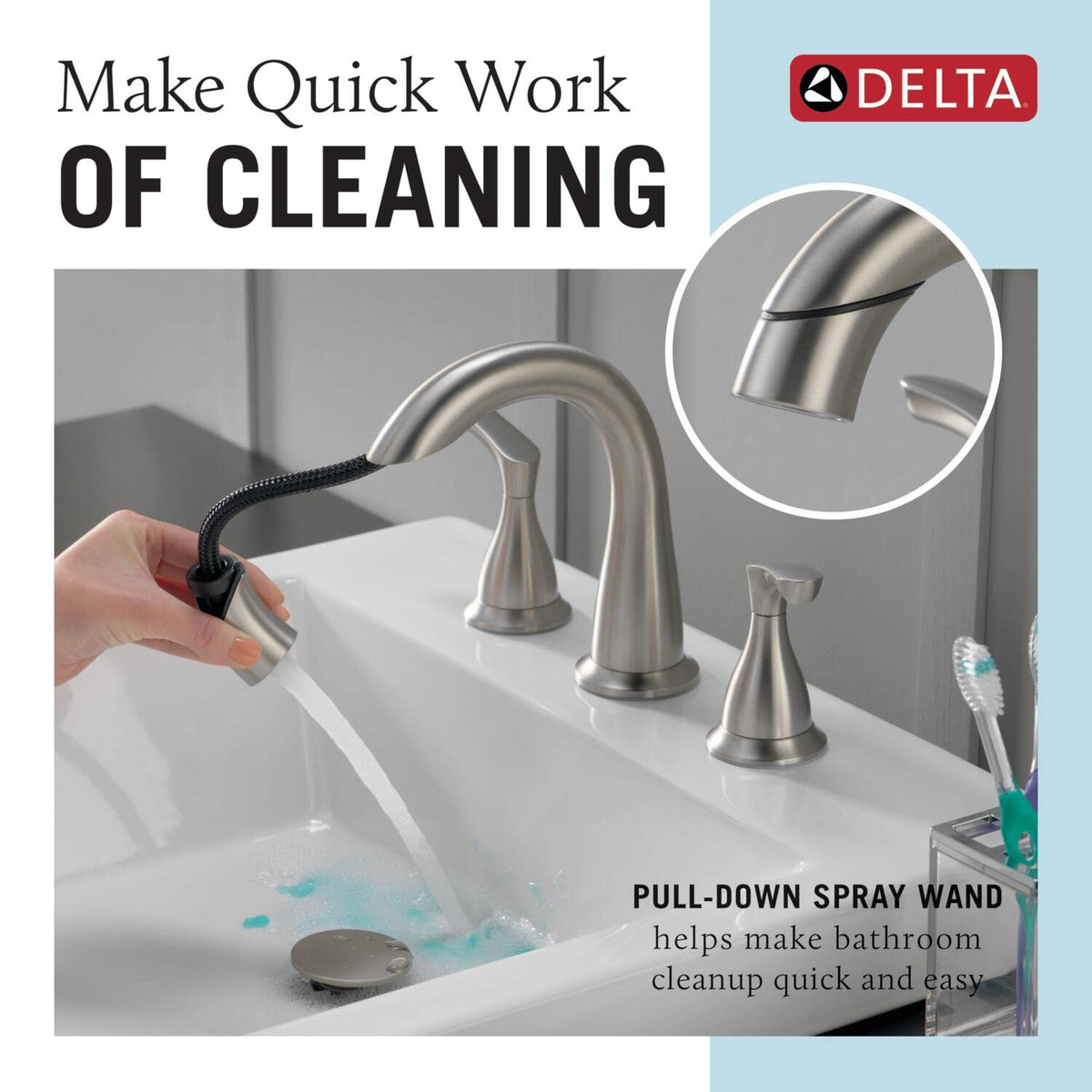 Delta Broadmoor 3-hole widespread installation fits standard layouts