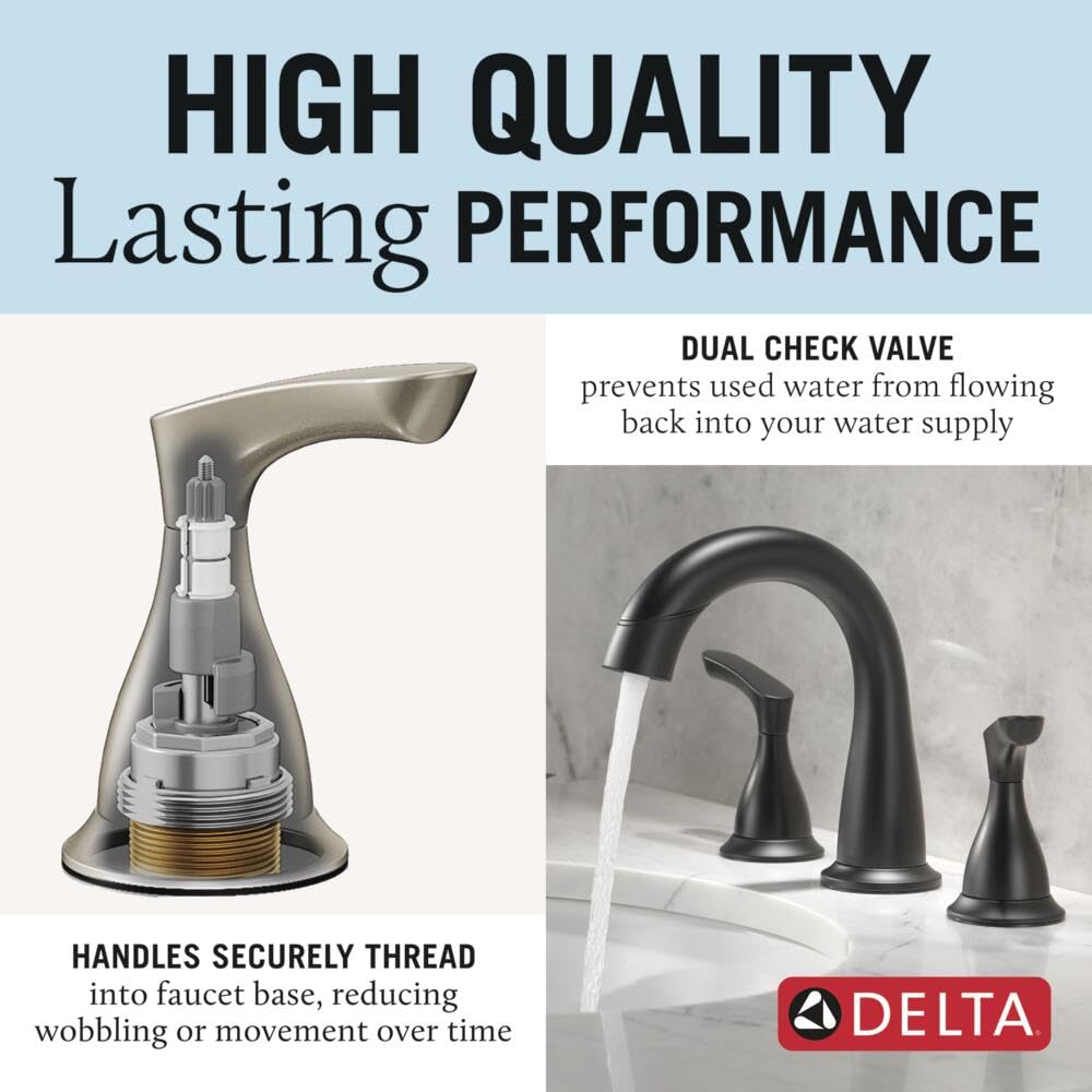 Delta Broadmoor matte black finish close-up, demonstrating durability and corrosion resistance.