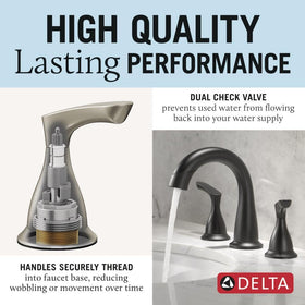Delta Broadmoor matte black finish close-up, demonstrating durability and corrosion resistance.