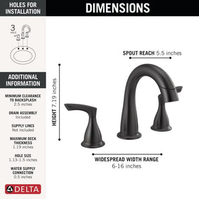 Delta Broadmoor matte black faucet, pull-down sprayer in use, showing versatile cleaning reach.