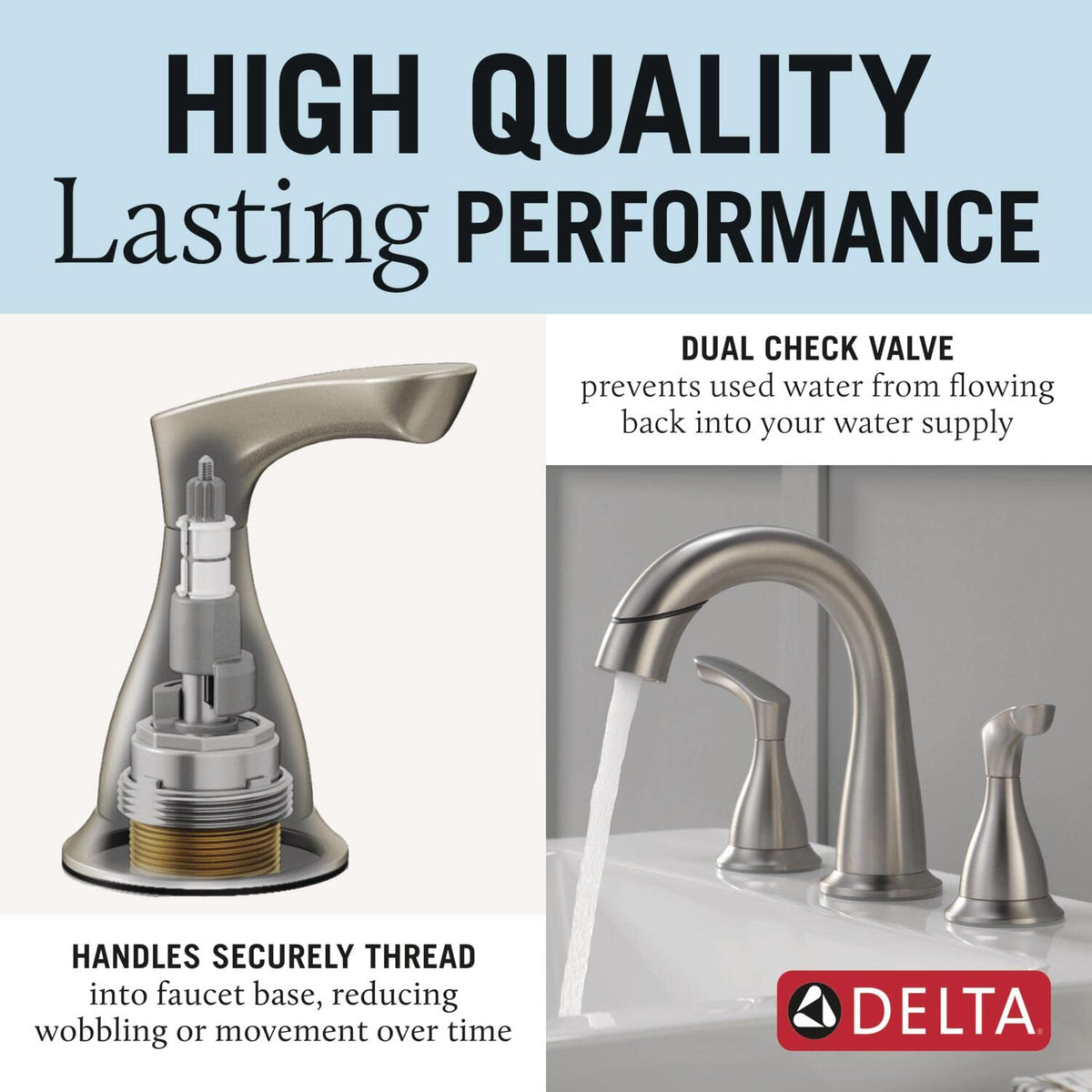 Delta Broadmoor spotshield brushed nickel finish resists spots and fingerprints