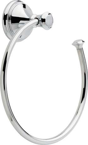 Delta Cassidy hand towel holder featuring a square chrome ring for convenient towel hanging