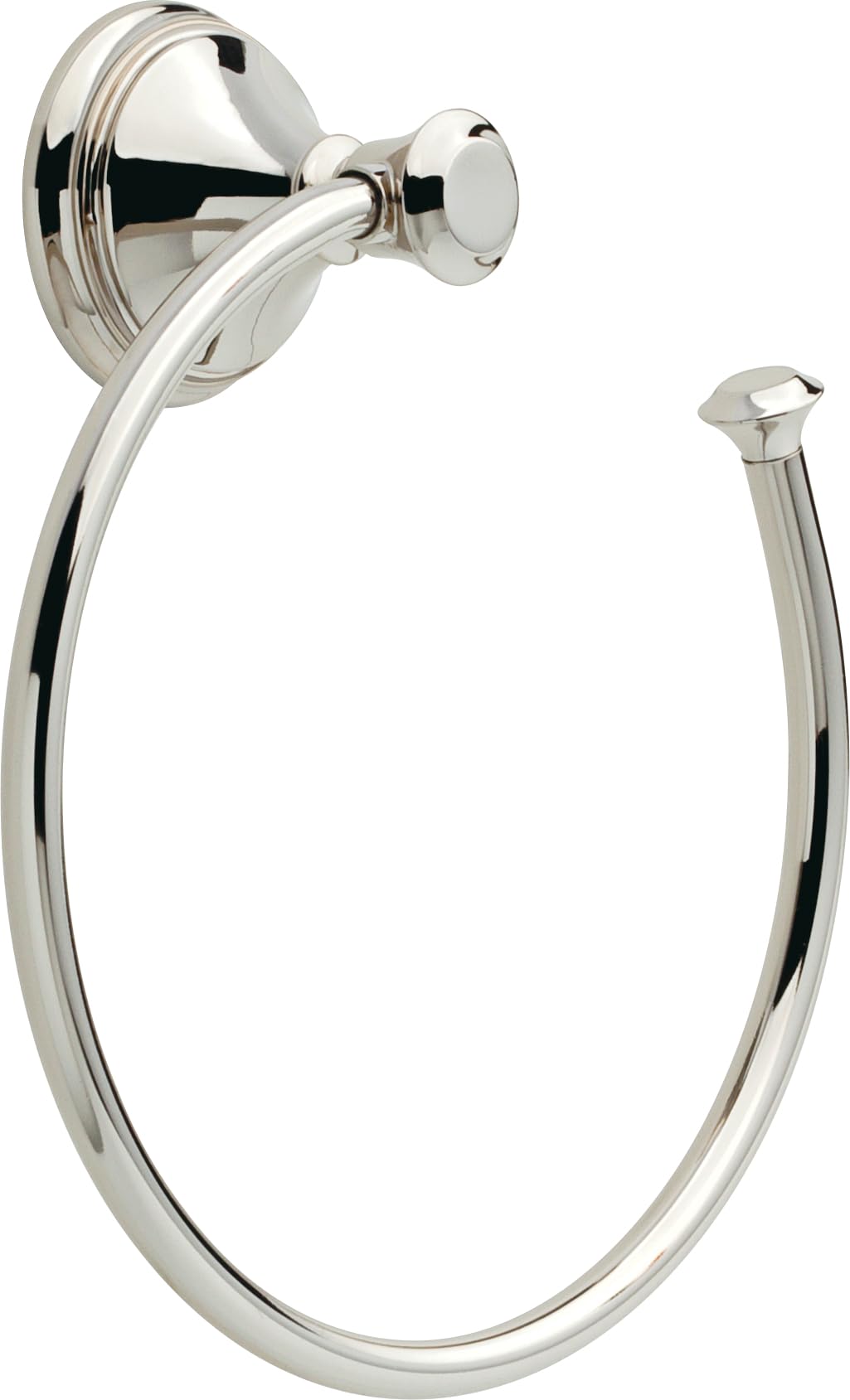 Delta Cassidy hand towel holder with square polished nickel ring for easy towel hanging