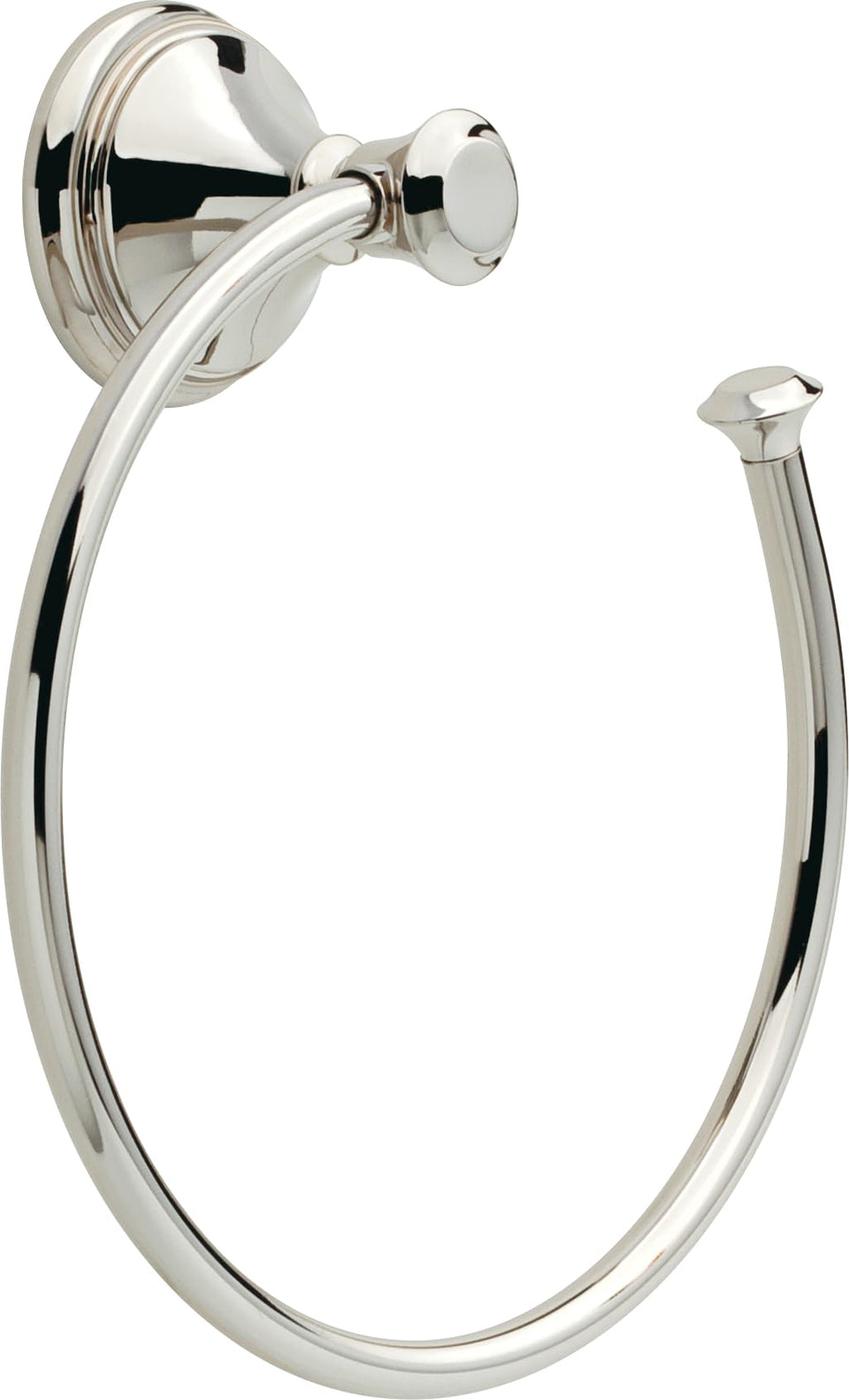 Delta Cassidy hand towel holder with square polished nickel ring for easy towel hanging